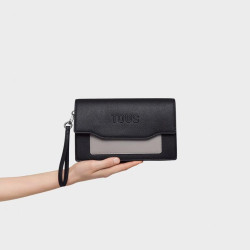Clutch Tous negro gris Audree Saffiano 2002286952 | 99,00 € | Joyería Flores