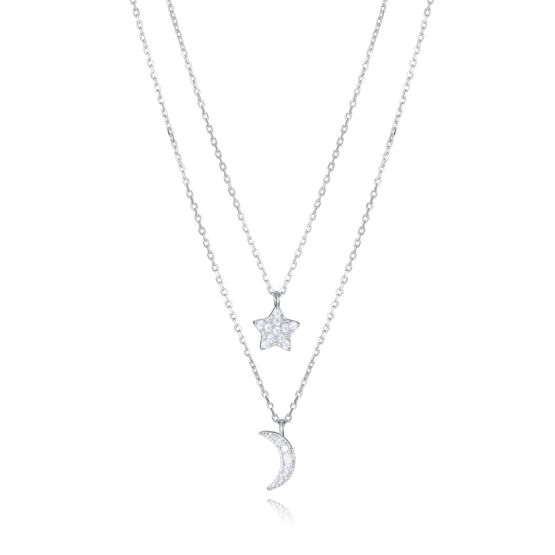 Collar Doble Viceroy Estrella y Luna en Plata | 59,00 € | Joyería Flores