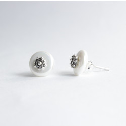 Pendientes Perla Botón Charro Plata de Ley 00-P-D | 9,88 € | Joyería Flores