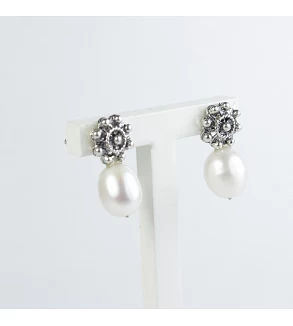 Pendientes Pendientes botón charro con perla en plata 001-P 001-P BotonCharro