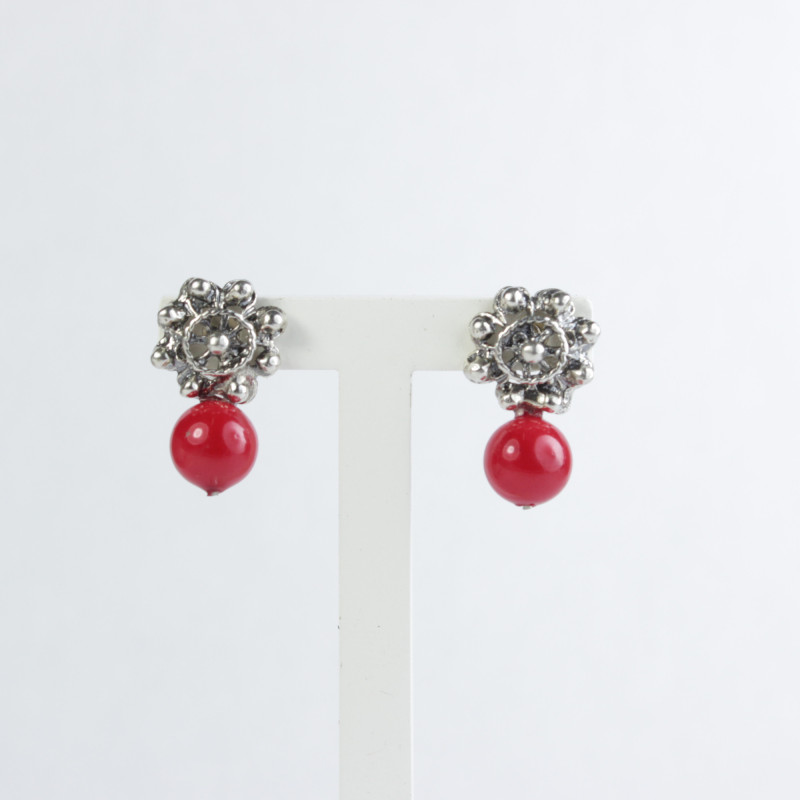 Pendientes botón charro coral plata 002/CORAL | 11,13 € | Joyería Flores Pendientes botón charro coral plata 002/CORAL | 11,13 € | Joyería Flores