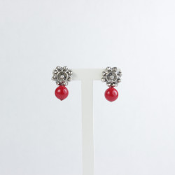 Pendientes botón charro coral plata 002/CORAL | 11,13 € | Joyería Flores