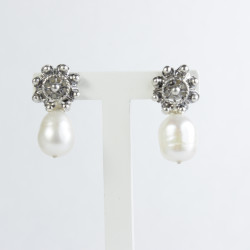 Pendientes Botón Charro Perla Plata 002/PERLA | 11,13 € | Joyería Flores
