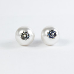 Pendientes Botón Charro Plata de Ley 00-PERLA-RED | 8,13 € | Joyería Flores