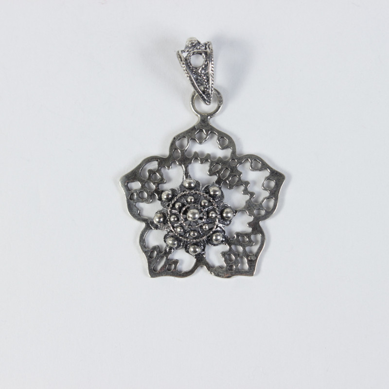 Colgante Flor Botón Charro Plata de Ley CF43 | 26,13 € | Joyería Flores