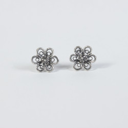 Pendientes flor botón charro plata F-113-PRESION | F-113-PRESION | 9,90 € | Botón Charro