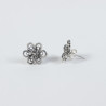Pendientes flor botón charro plata F-113-PRESION | 12,38 € | Joyería Flores