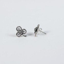 Pendientes Trébol botón charro plata F-112-PRESION | 11,88 € | Joyería Flores