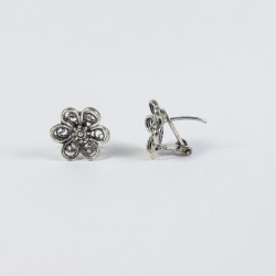 Pendientes flor botón charro plata F-114-OMEGA | 19,88 € | Joyería Flores