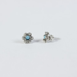Pendientes botón charro Turquesas plata F48/T | 6,88 € | Joyería Flores