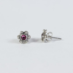 Pendientes botón charro piedras rosas F48/ROSA | 6,88 € | Joyería Flores