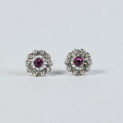 Pendientes botón charro en plata F79/ROSA | 9,88 € | Joyería Flores