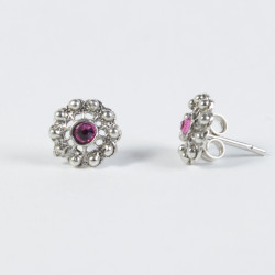 Pendientes botón charro en plata F79/ROSA | 9,88 € | Joyería Flores